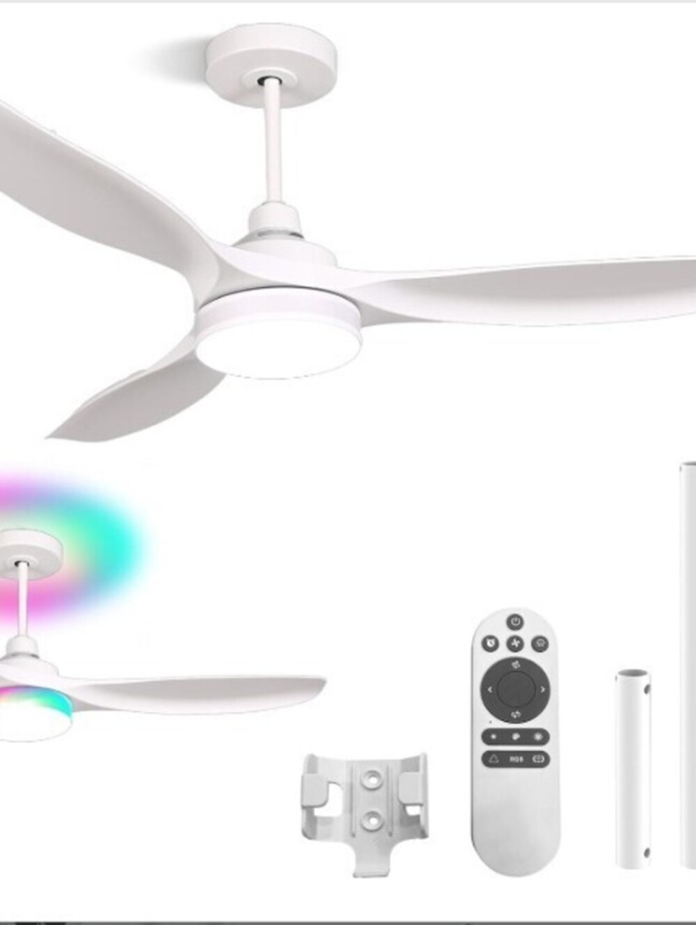 CELING FAN-52"-3 BLADE-W/LED LIGHT-WHITE